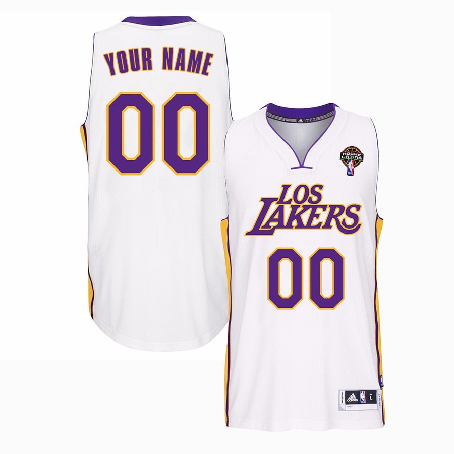 Men's Los Angeles Lakers Custom White adidas With Patch Stitched Basketball Jersey