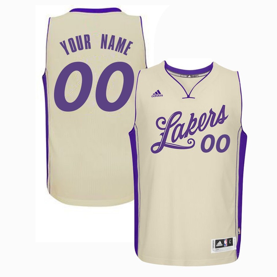 Men's Los Angeles Lakers Custom Cream adidas Stitched Basketball Jersey
