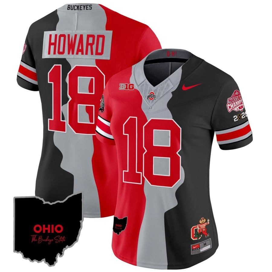 Women's Ohio State Buckeyes #18 Will Howard Split Nike Vapor F.U.S.E. Limited Stitched Football Jersey