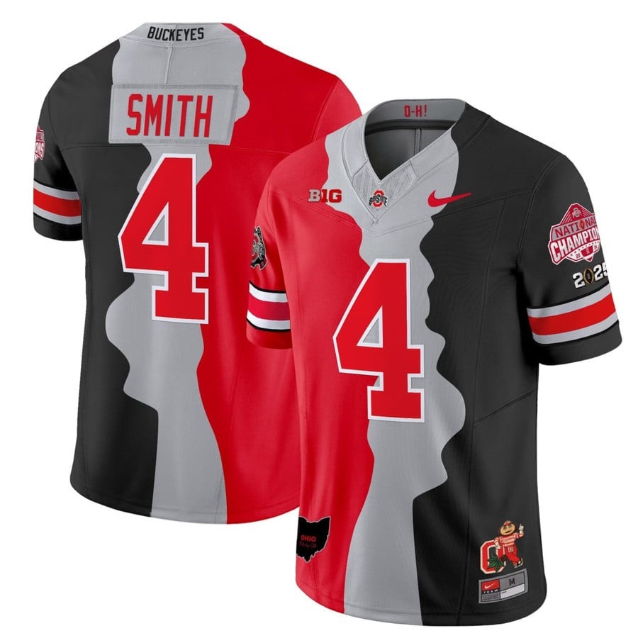 Men's Ohio State Buckeyes #4 Jeremiah Smith Split Nike Vapor F.U.S.E. Limited Stitched Football Jersey
