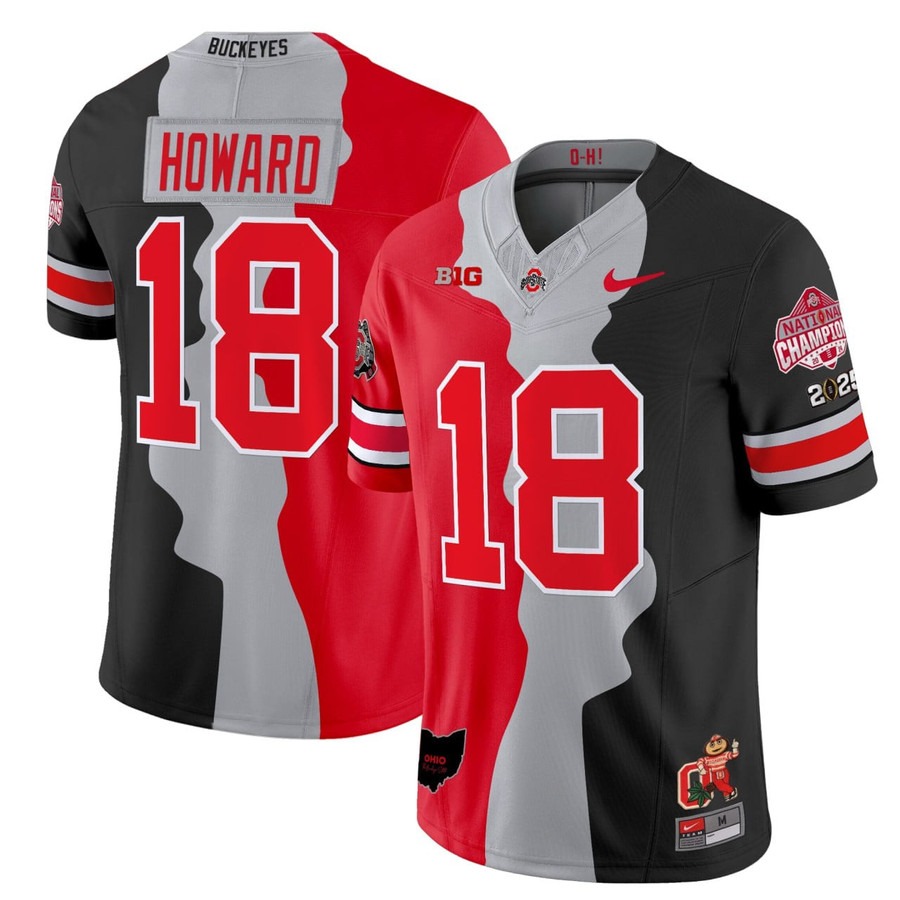 Men's Ohio State Buckeyes #18 Will Howard Split Nike Vapor F.U.S.E. Limited Stitched Football Jersey