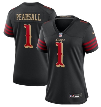 Women's San Francisco 49ers #1 Ricky Pearsall Black 2025 F.U.S.E. “Rivalries” Vapor Limited Stitched Football Jersey Women's San Francisco 49ers #1 Ricky Pearsall Black 2025 F.U.S.E. “Rivalries” Vapor Limited Stitched Football Jersey