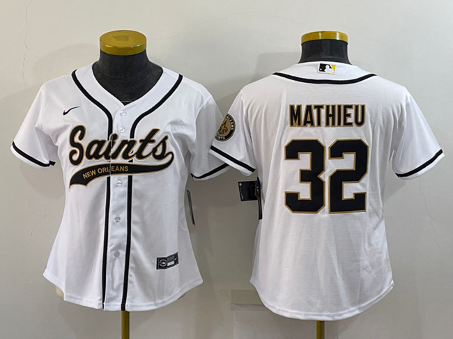 Women's New Orleans Saints Active Player Custom White Cool Base Stitched Baseball Jersey(Run Small)