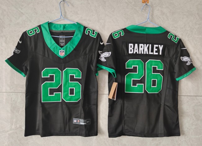 Youth Philadelphia Eagles #26 Saquon Barkley Black 2025 F.U.S.E Throwback Vapor Untouchable Limited Stitched Football Jersey