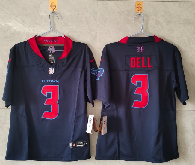 Youth Houston Texans #3 Tank Dell Navy 2nd Alternate F.U.S.E Vapor Stitched Football Jersey