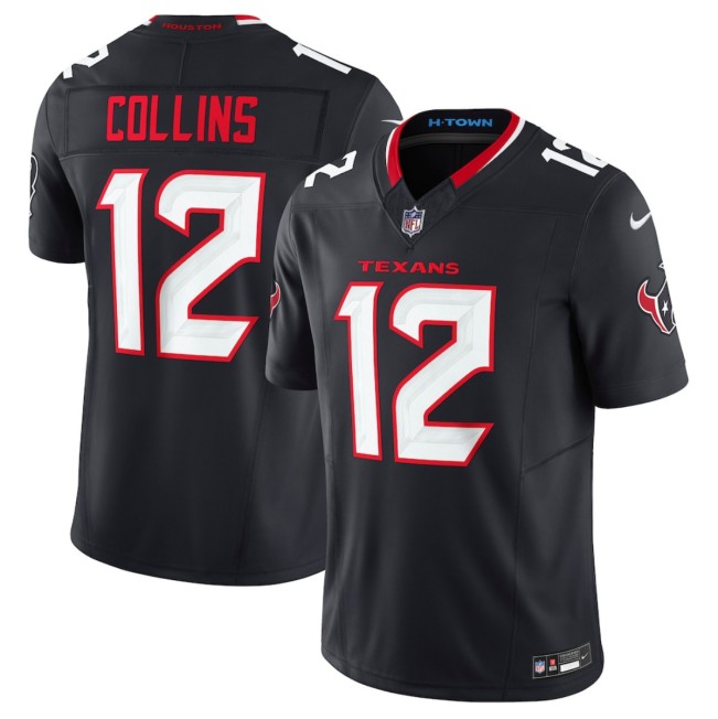 Youth Houston Texans #12 Nico Collins Navy F.U.S.E Vapor Stitched Football Jersey