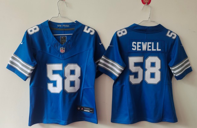 Youth Detroit Lions #58 Penei Sewell Blue 2025 F.U.S.E. Vapor Limited Stitched Jersey