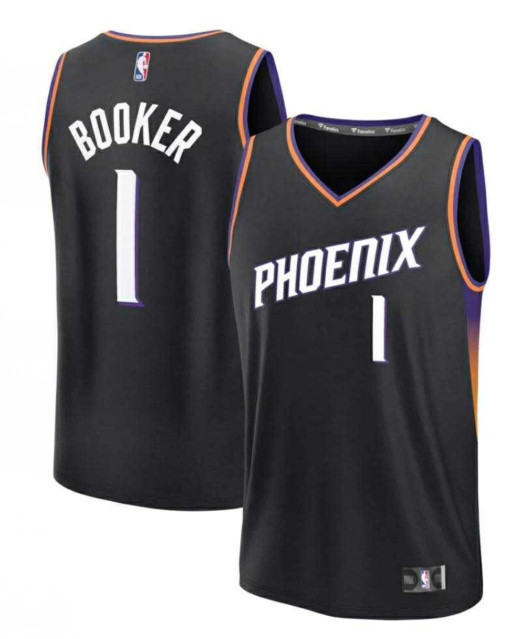 Men's Phoenix Suns #1 Devin Booker Black Stitched Basketball Jersey