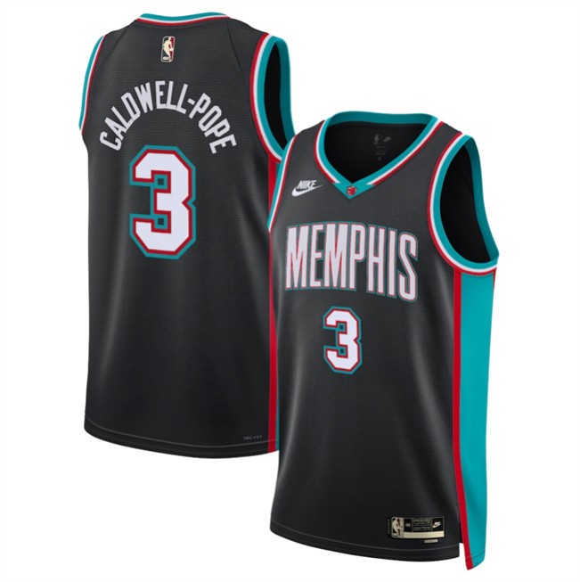 Men's Memphis Grizzlies #3 Kentavious Caldwell-Pope Kentavious Caldwell-Pope Black 2025 Classic Edition Stitched Basketball Jersey