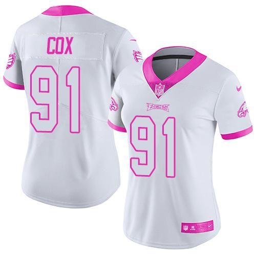 Women's Philadelphia Eagles Active Player Custom White Pink Stitched Football Jersey