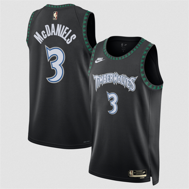 Men's Minnesota Timberwolves #3 Jaden Mcdaniels Black Trees Classic Edition 2025-26 Swingman Stitched Jersey