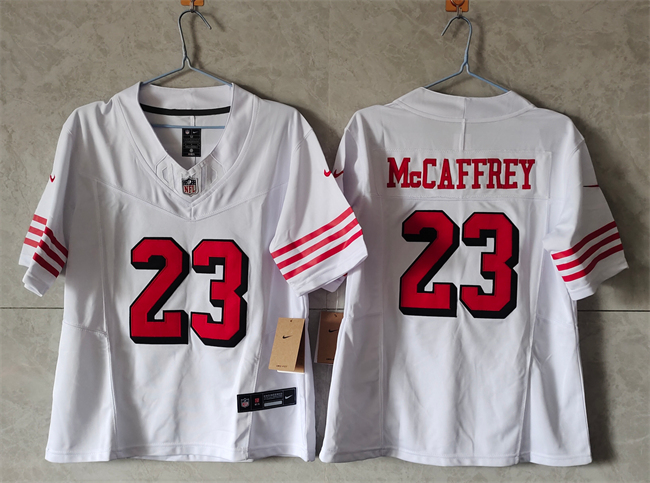 Women's San Francisco 49ers #23 Christian McCaffrey New White F.U.S.E Vapor Untouchable Stitched Jersey(Run Small) Women's San Francisco 49ers #23 Christian McCaffrey New White F.U.S.E Vapor Untouchable Stitched Jersey(Run Small)