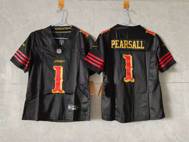 Women's San Francisco 49ers #1 Ricky Pearsall Black 2025 F.U.S.E. “Rivalries” Vapor Limited Stitched Jersey(Run Small) Women's San Francisco 49ers #1 Ricky Pearsall Black 2025 F.U.S.E. “Rivalries” Vapor Limited Stitched Jersey(Run Small)