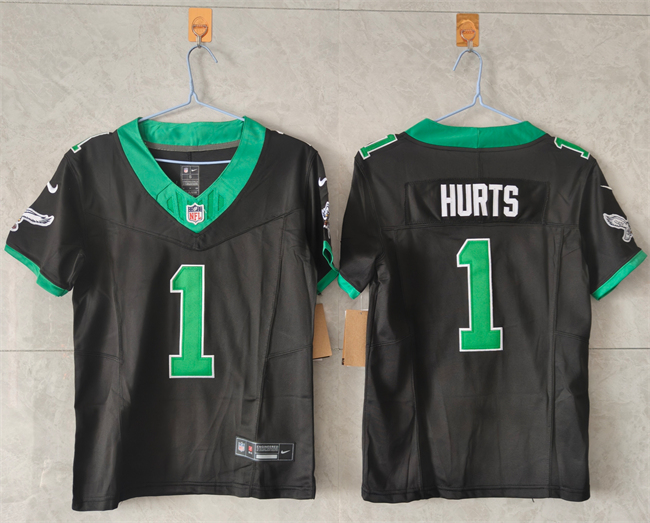 Women's Philadelphia Eagles #1 Jalen Hurts Black F.U.S.E. Throwback Vapor Untouchable Limited Stitched Football Jersey(Run Small) Women's Philadelphia Eagles #1 Jalen Hurts Black F.U.S.E. Throwback Vapor Untouchable Limited Stitched Football Jersey(Run Small)