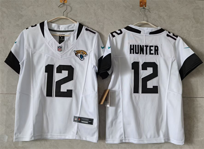 Women's Jacksonville Jaguars #12 Travis Hunter White 2024 F.U.S.E Vapor Limited Stitched Football Jersey(Run Small) Women's Jacksonville Jaguars #12 Travis Hunter White 2024 F.U.S.E Vapor Limited Stitched Football Jersey(Run Small)
