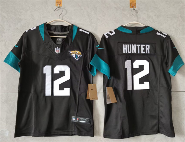 Women's Jacksonville Jaguars #12 Travis Hunter Black 2024 F.U.S.E Vapor Limited Stitched Football Jersey(Run Small) Women's Jacksonville Jaguars #12 Travis Hunter Black 2024 F.U.S.E Vapor Limited Stitched Football Jersey(Run Small)