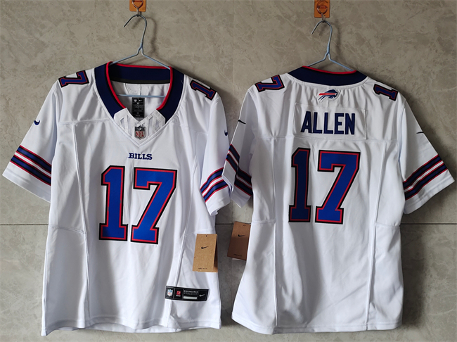 Women's Buffalo Bills #17 Josh Allen White 2023 F.U.S.E. Vapor Untouchable Limited Stitched Football Jersey(Run Small) Women's Buffalo Bills #17 Josh Allen White 2023 F.U.S.E. Vapor Untouchable Limited Stitched Football Jersey(Run Small)