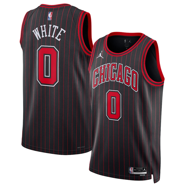 Men's Chicago Bulls #0 Coby White White 2024-25 City Edition Stitched Basketball Jersey