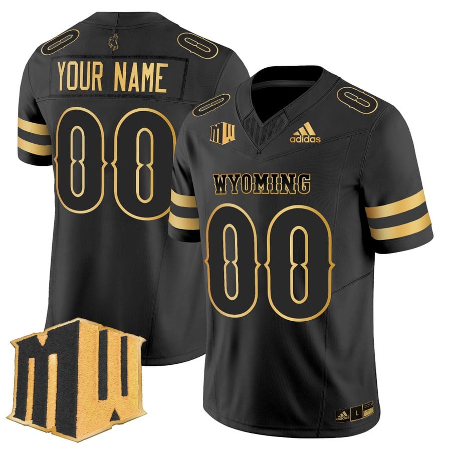 Men's Wyoming Cowboys Custom Black Gold 2025 F.U.S.E. Stitched Football Jersey