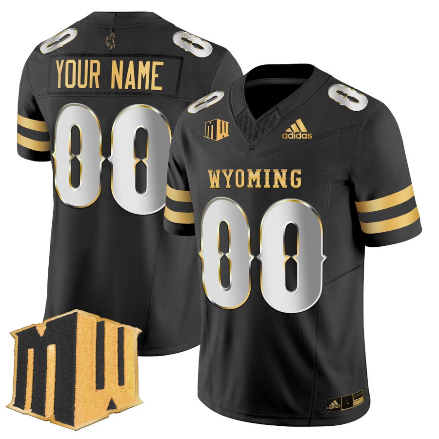 Men's Wyoming Cowboys Custom Black Limited Gold 2025 F.U.S.E. Stitched Football Jersey