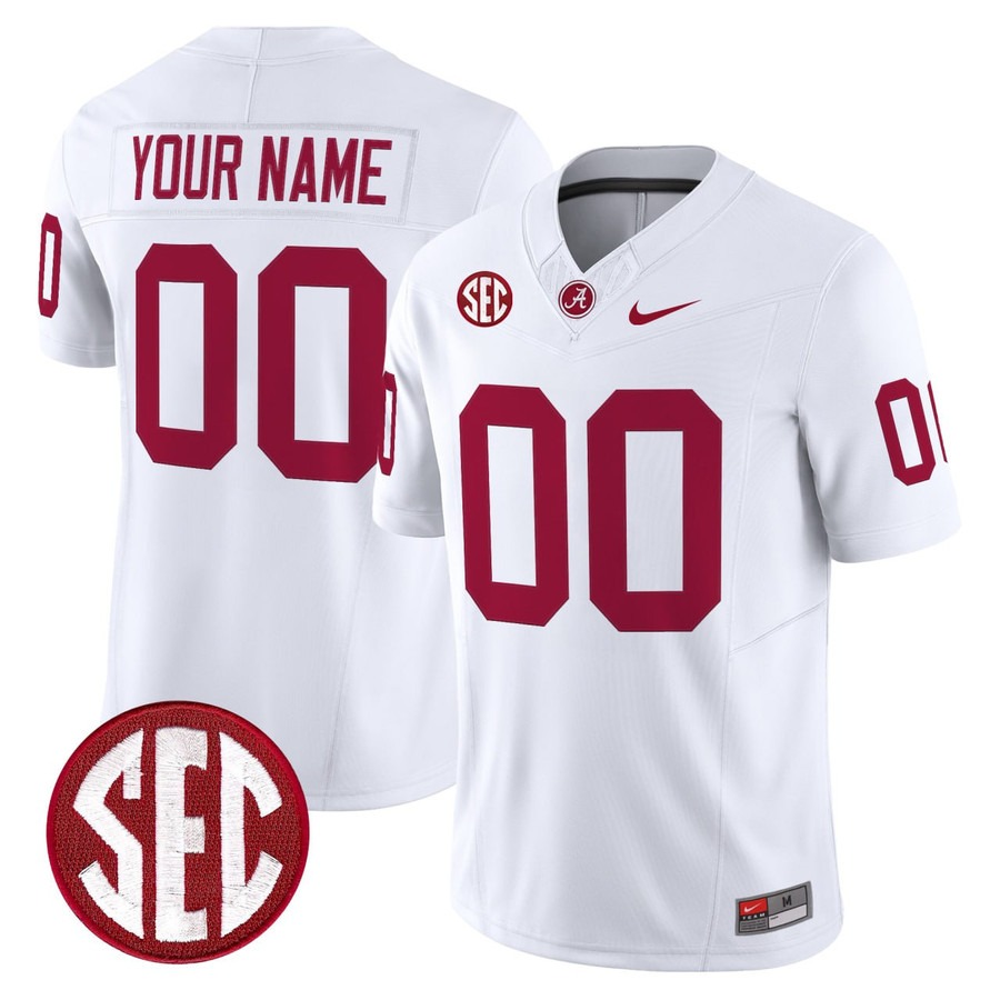 Men's Alabama Crimson Tide Custom White F.US.E. Nike Vapor Stitched Football Jersey.