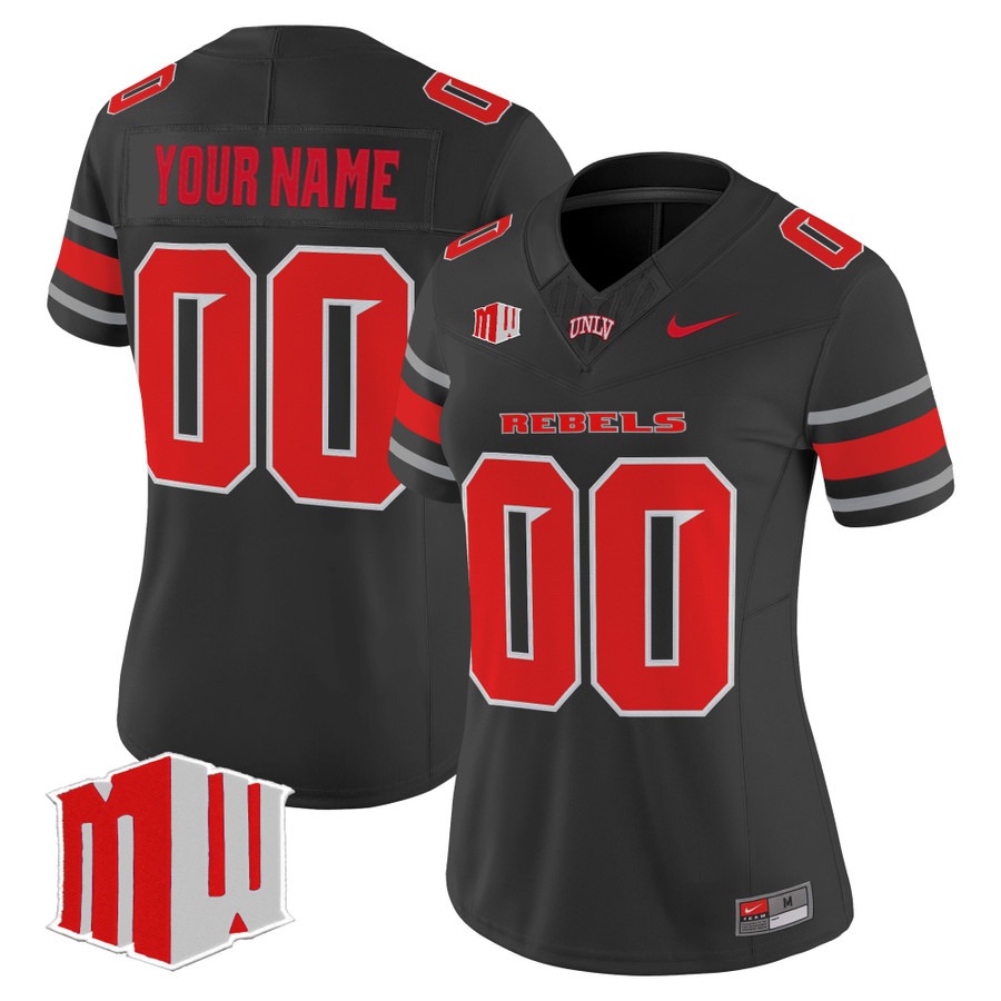 Women's UNLV Rebels Custom Black F.U.S.E. 2025 Vapor Limited Stitched Football Jersey