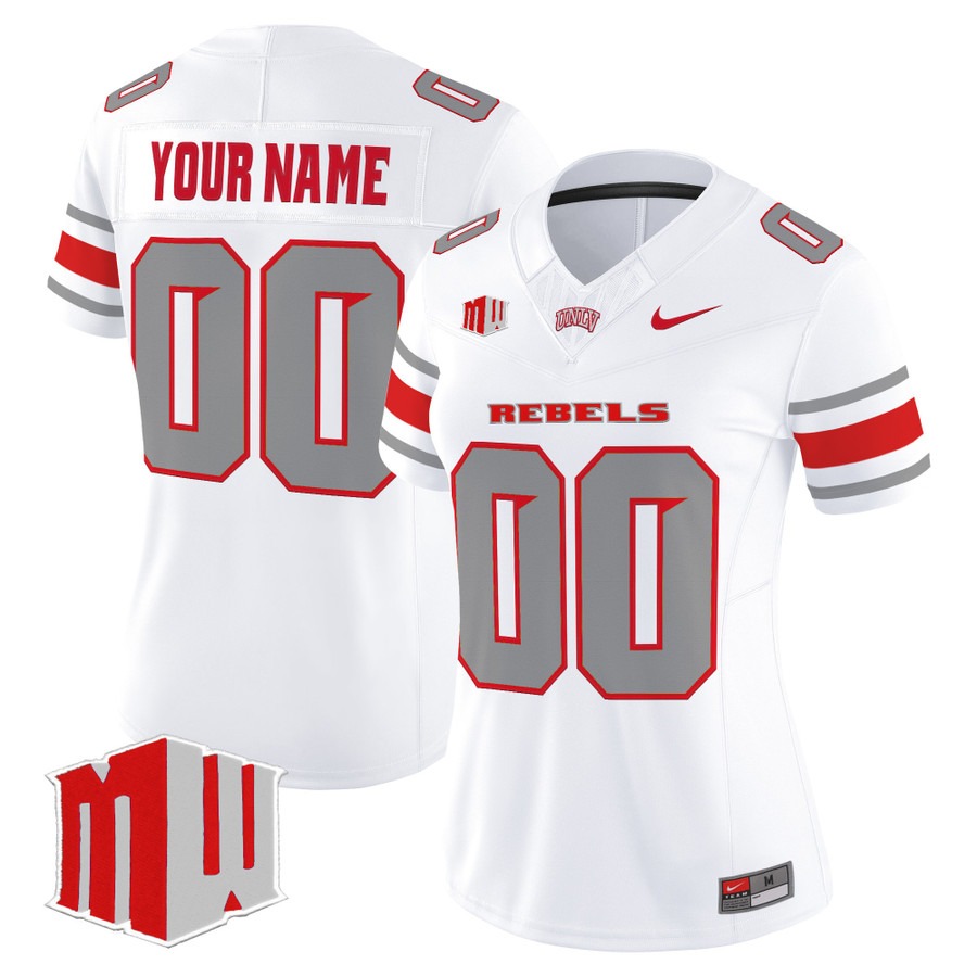 Women's UNLV Rebels Custom White F.U.S.E. 2025 Vapor Limited Stitched Football Jersey