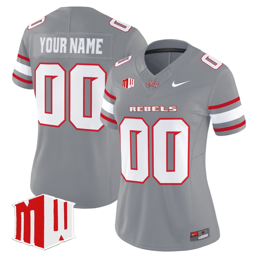 Women's UNLV Rebels Custom Grey F.U.S.E. 2025 Vapor Limited Stitched Football Jersey
