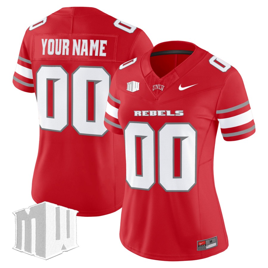 Women's UNLV Rebels Custom Red F.U.S.E. 2025 Vapor Limited Stitched Football Jersey