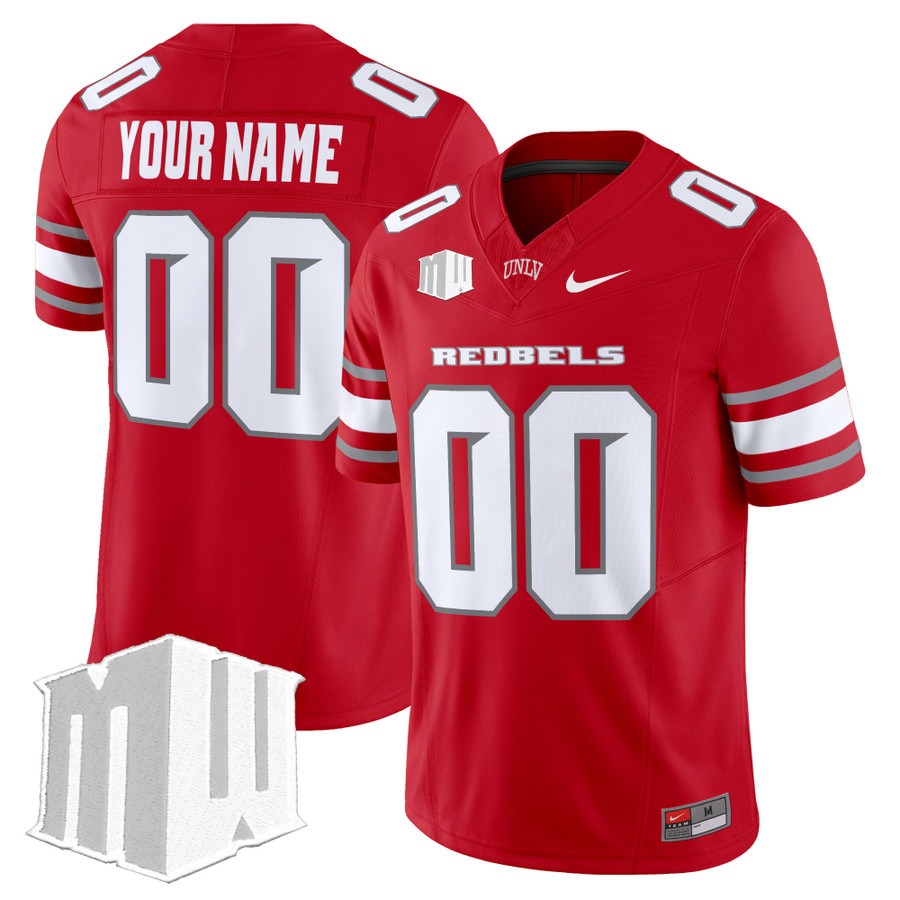 Men's UNLV Rebels Custom Red F.U.S.E. 2025 Vapor Limited Stitched Football Jersey
