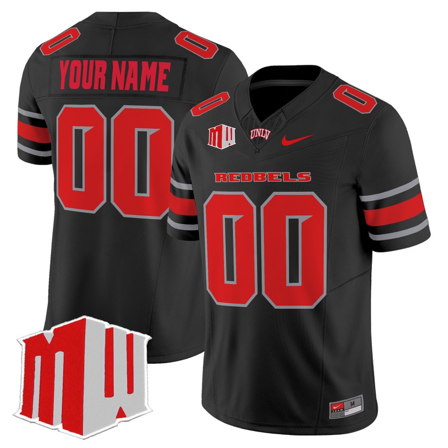 Men's UNLV Rebels Custom Black F.U.S.E. 2025 Vapor Limited Stitched Football Jersey