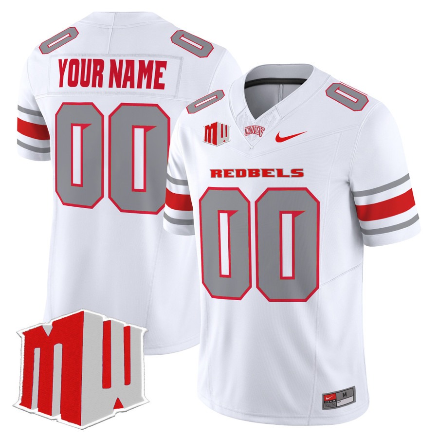 Men's UNLV Rebels Custom White F.U.S.E. 2025 Vapor Limited Stitched Football Jersey