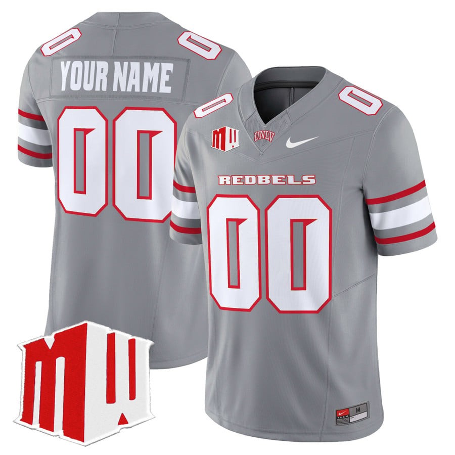 Men's UNLV Rebels Custom Grey F.U.S.E. 2025 Vapor Limited Stitched Football Jersey