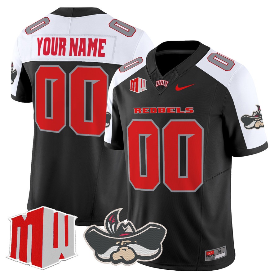 Men's UNLV Rebels Custom Black Alternate F.U.S.E. 2025 Vapor Limited Stitched Football Jersey