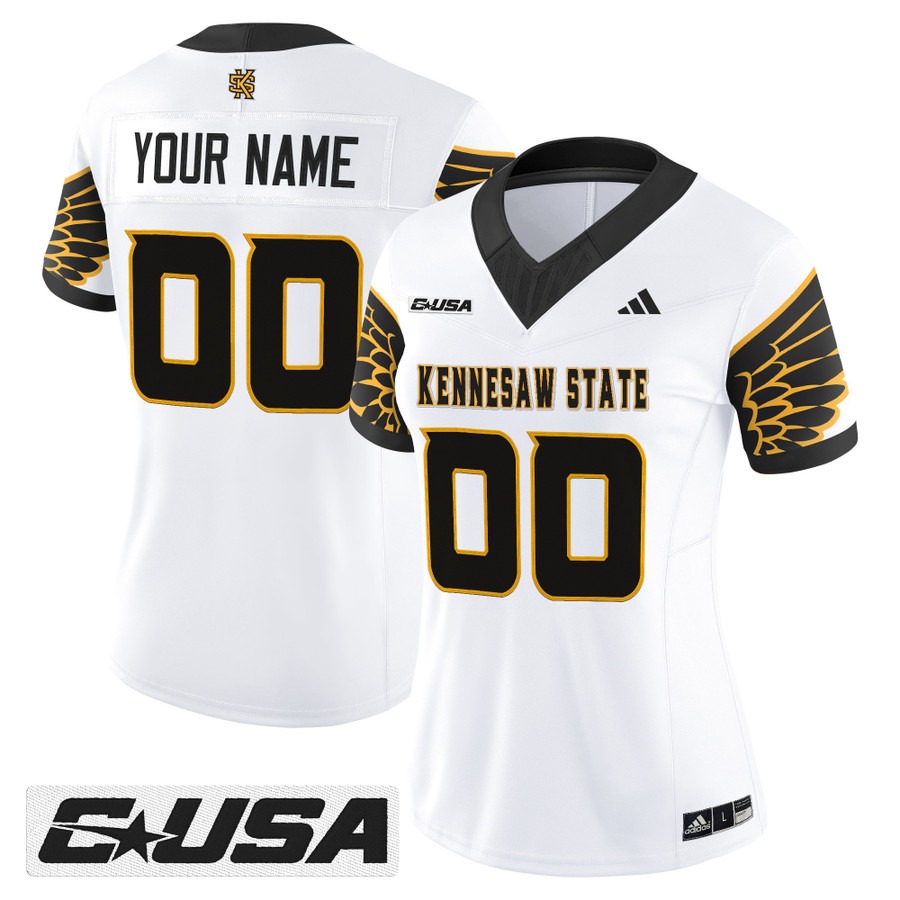 Women's Kennesaw State Owls Custom White 2025 Vapor F.U.S.E. Limited Stitched Football Jersey