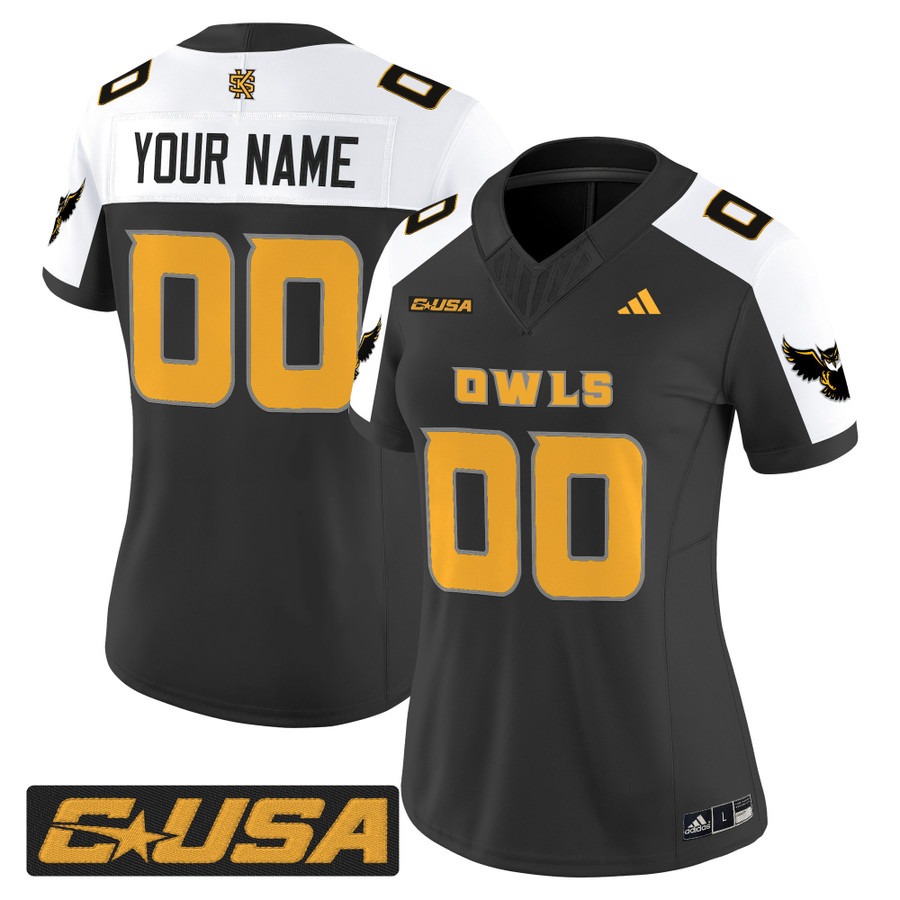 Women's Kennesaw State Owls Custom Black Alternate 2025 Vapor F.U.S.E. Limited Stitched Football Jersey