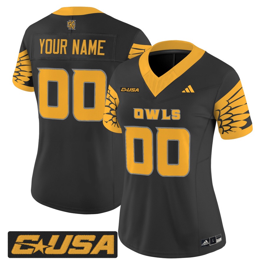 Women's Kennesaw State Owls Custom Black 2025 Vapor F.U.S.E. Limited Stitched Football Jersey
