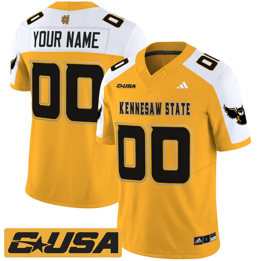 Men's Kennesaw State Owls Custom Gold Alternate 2025 Vapor F.U.S.E. Limited Stitched Football Jersey