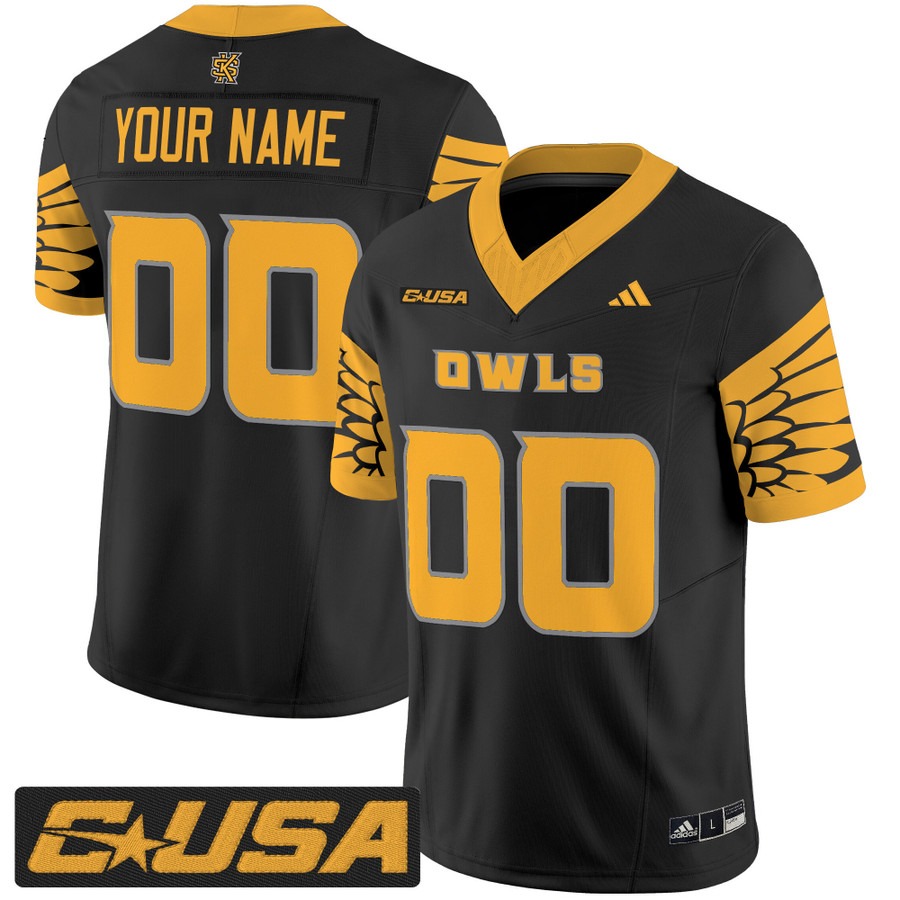 Men's Kennesaw State Owls Custom Black 2025 Vapor F.U.S.E. Limited Stitched Football Jersey
