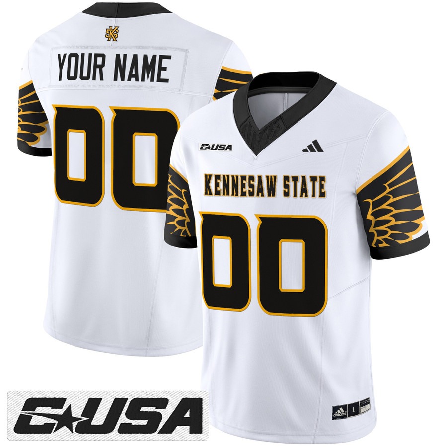 Men's Kennesaw State Owls Custom White 2025 Vapor F.U.S.E. Limited Stitched Football Jersey