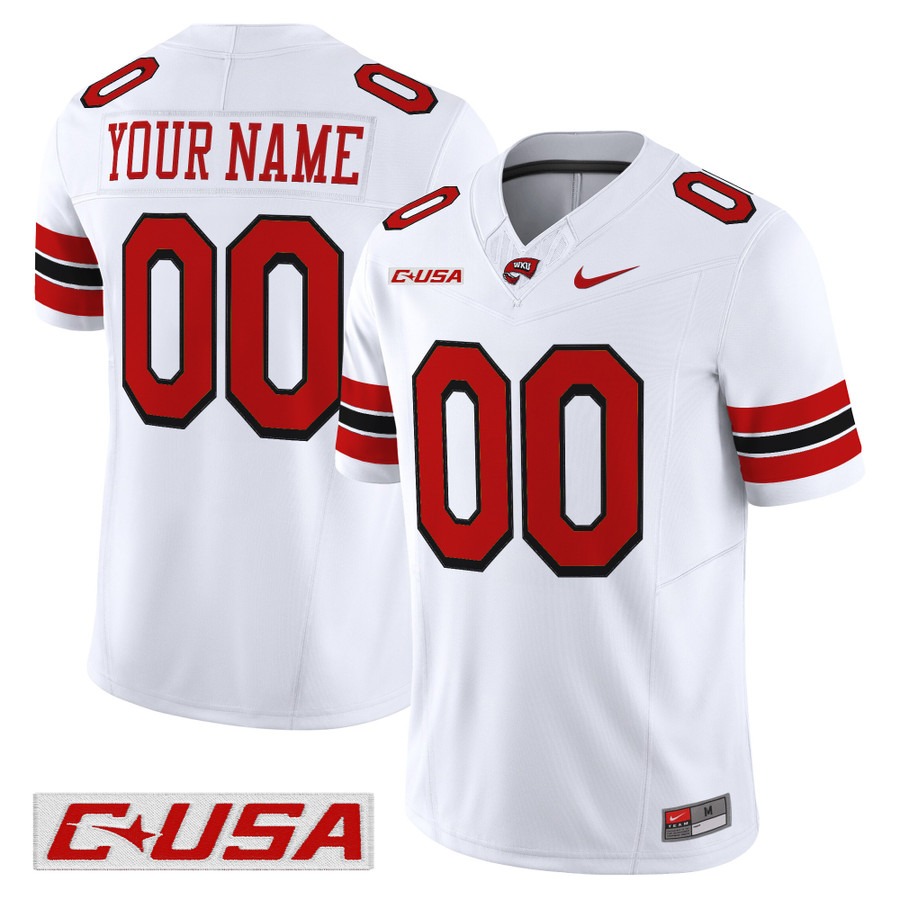 Men's Western Kentucky Hilltoppers Custom White F.U.S.E. 2025 Vapor Limited Stitched Football Jersey