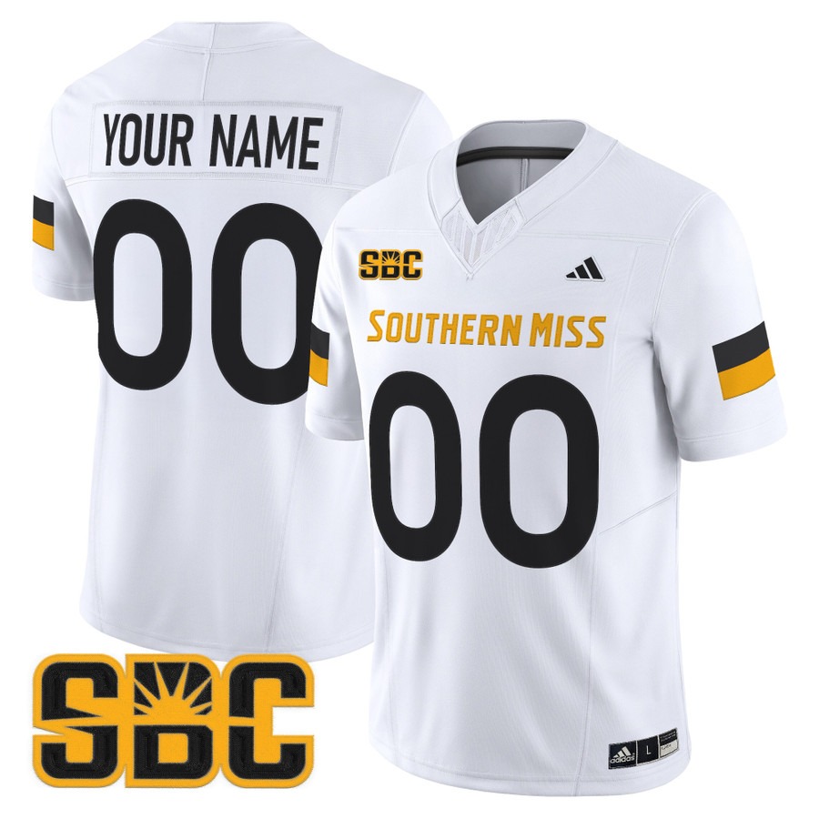 Men's Southern Miss Golden Eagles Custom White 2025 Vapor F.U.S.E. Limited Stitched Football Jersey