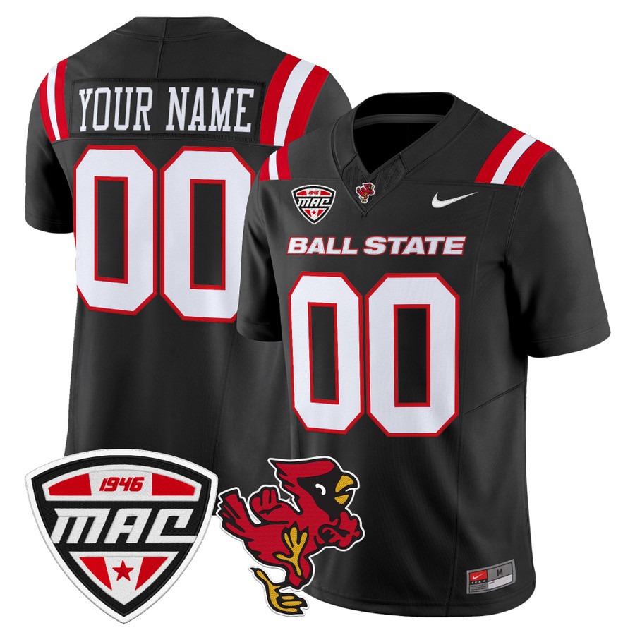 Men's Ball State Cardinals Custom Black F.U.S.E. 2025 Vapor Limited Stitched Football Jersey