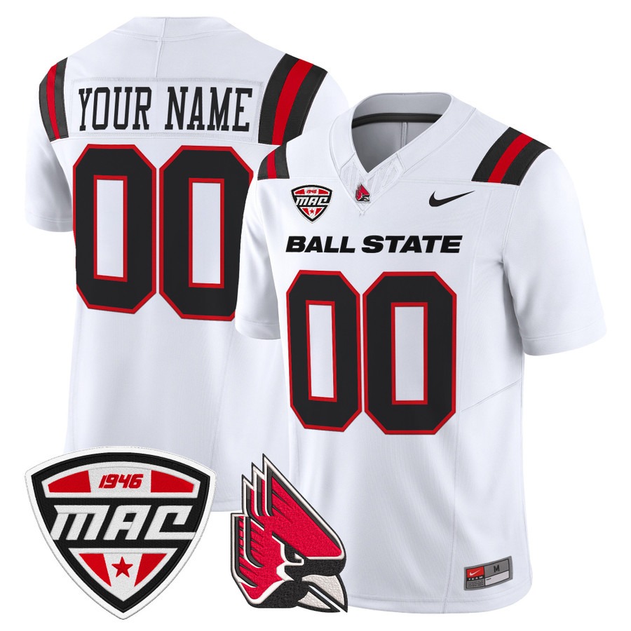 Men's Ball State Cardinals Custom White F.U.S.E. 2025 Vapor Limited Stitched Football Jersey