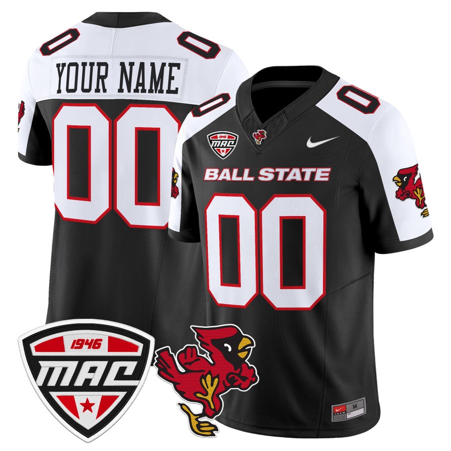 Men's Ball State Cardinals Custom Black Alternate F.U.S.E. 2025 Vapor Limited Stitched Football Jersey