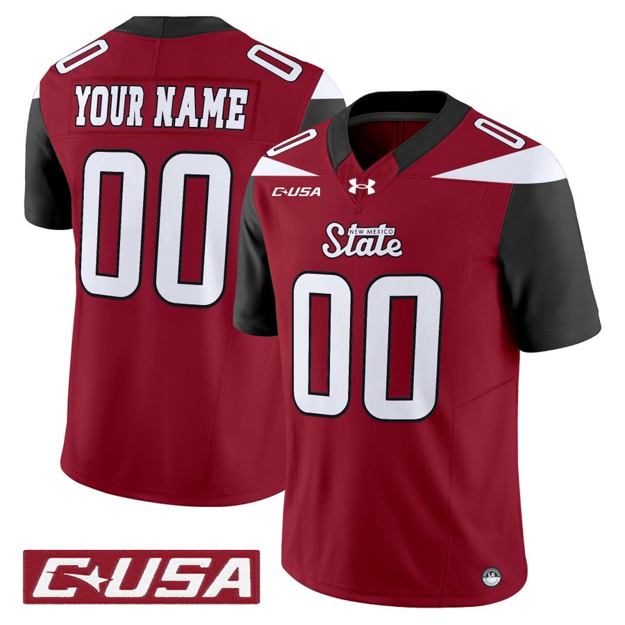 Men's New Mexico State Aggies Custom Crimson Limited 2025 Vapor F.U.S.E. Stitched Football Jersey