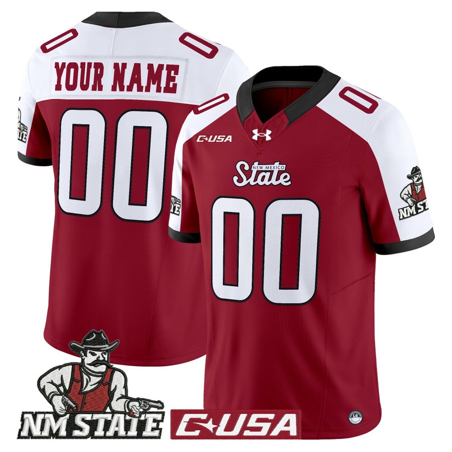 Men's New Mexico State Aggies Custom Crimson Alternate 2025 Vapor F.U.S.E. Limited Stitched Football Jersey