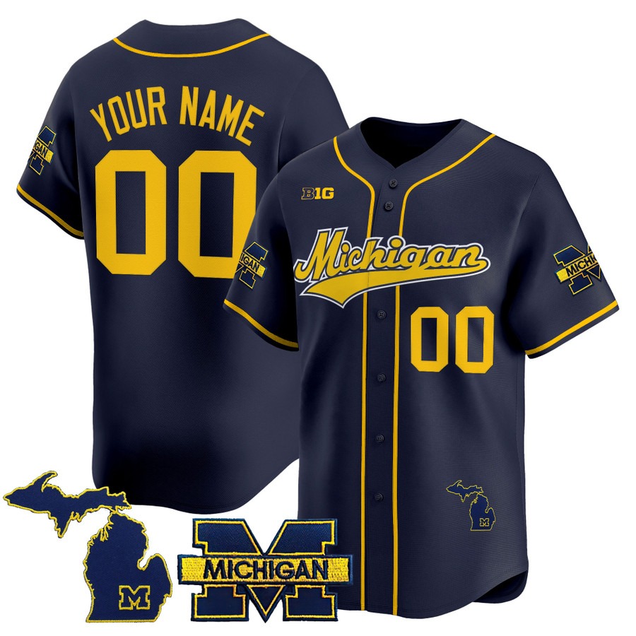 Men's Michigan Wolverines Baseball Custom Navy 2025 Vapor Stitched Jersey
