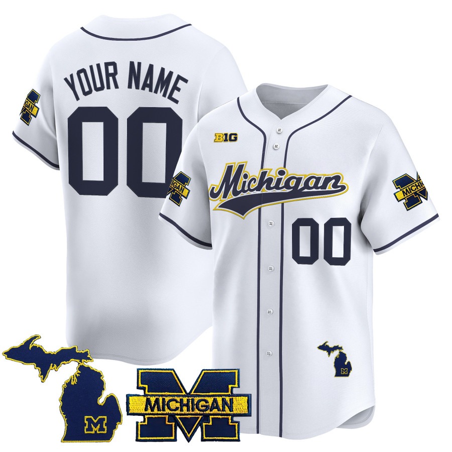 Men's Michigan Wolverines Baseball Custom White 2025 Vapor Stitched Jersey