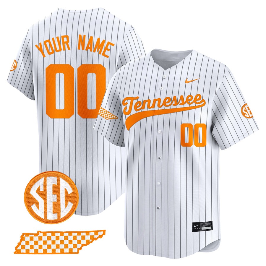 Men's Tennessee Volunteers Baseball Custom Pinstripe 2025 Vapor Stitched Jersey